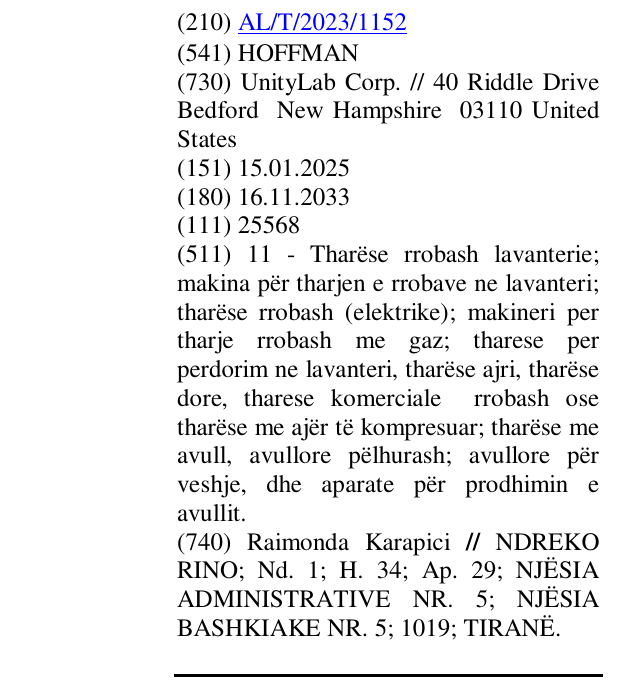 Zëri i markës HOFFMAN në buletin