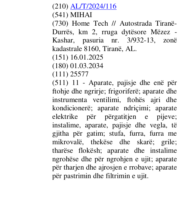 Zëri i markës MIHAI në buletin