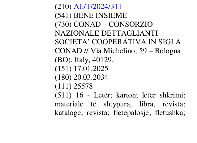 Zëri i markës BENE INSIEME në buletin