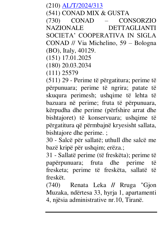 Zëri i markës CONAD MIX & GUSTA në buletin