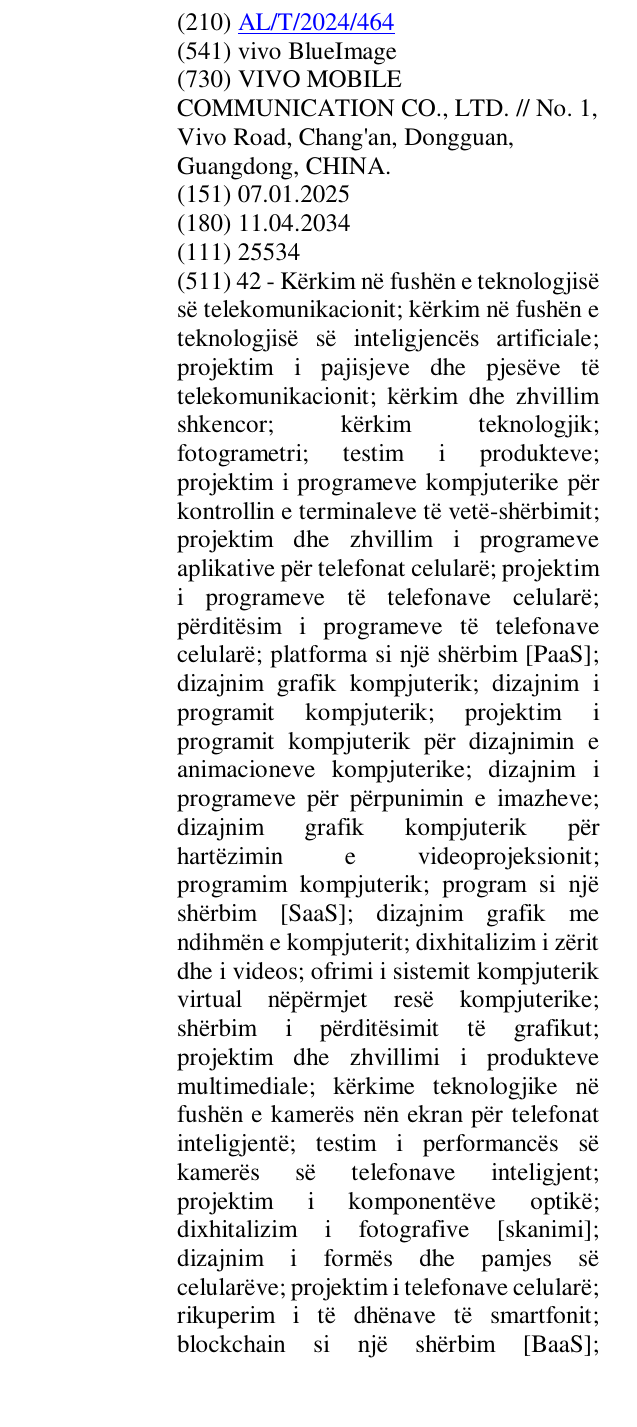 Zëri i markës vivo BlueImage në buletin