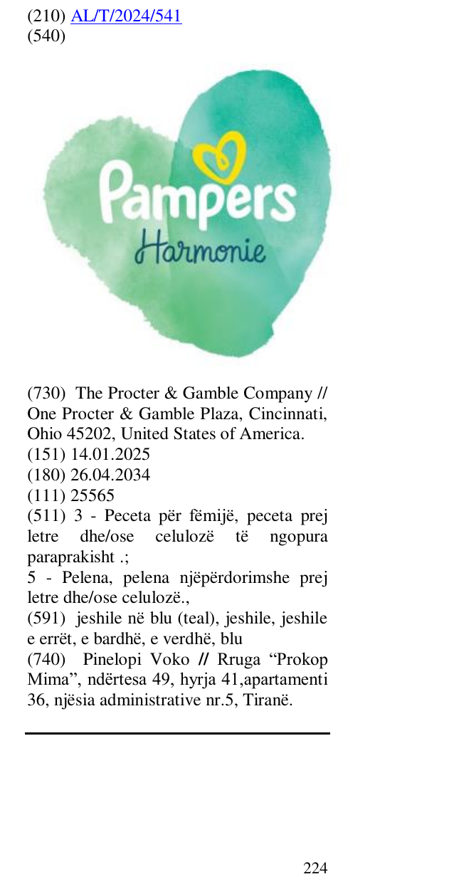 Zëri i markës Pampers Harmonie në buletin