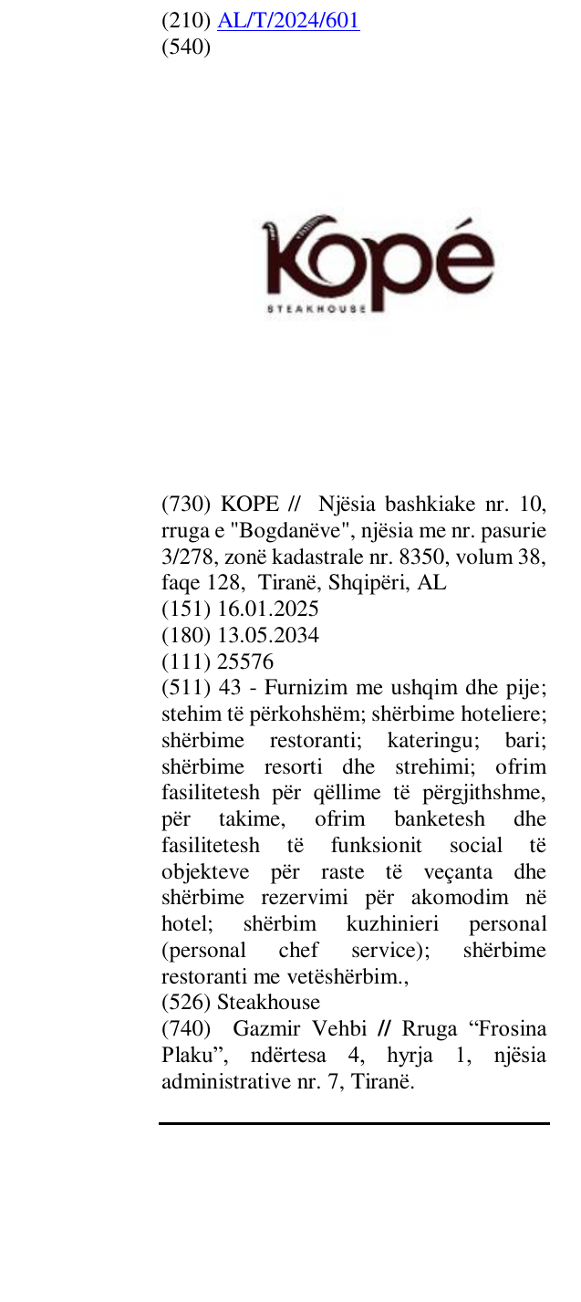 Zëri i markës Steakhouse në buletin