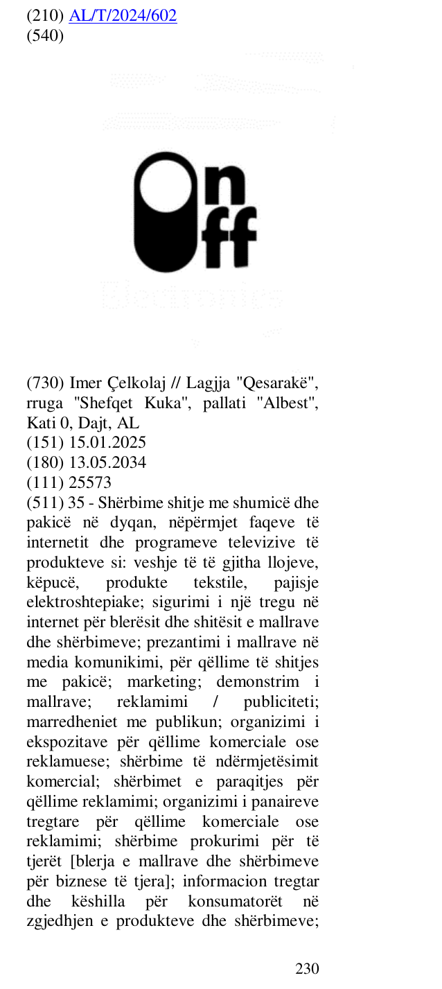 Zëri i markës OnOff në buletin
