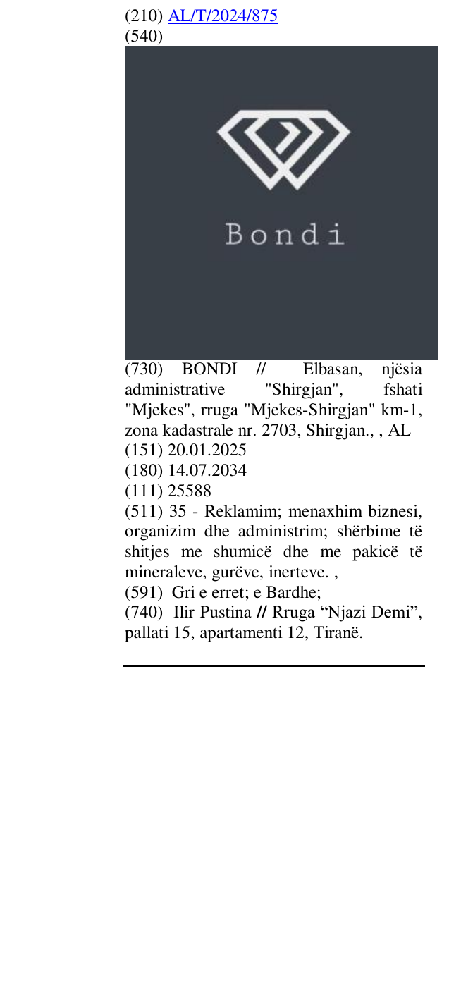 Zëri i markës BONDI në buletin