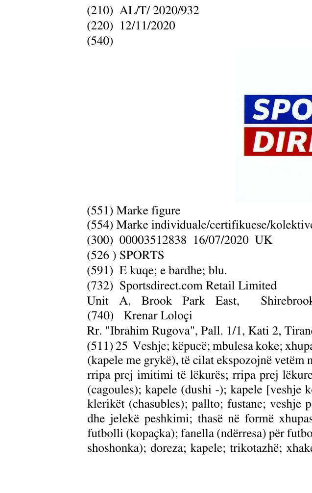 Zëri i markës SPORTS në buletin