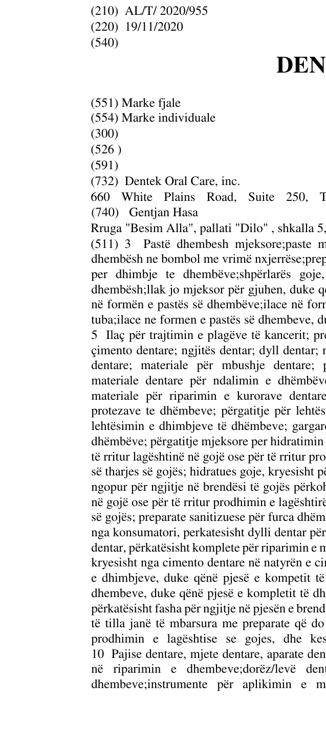 Zëri i markës DENTEK në buletin
