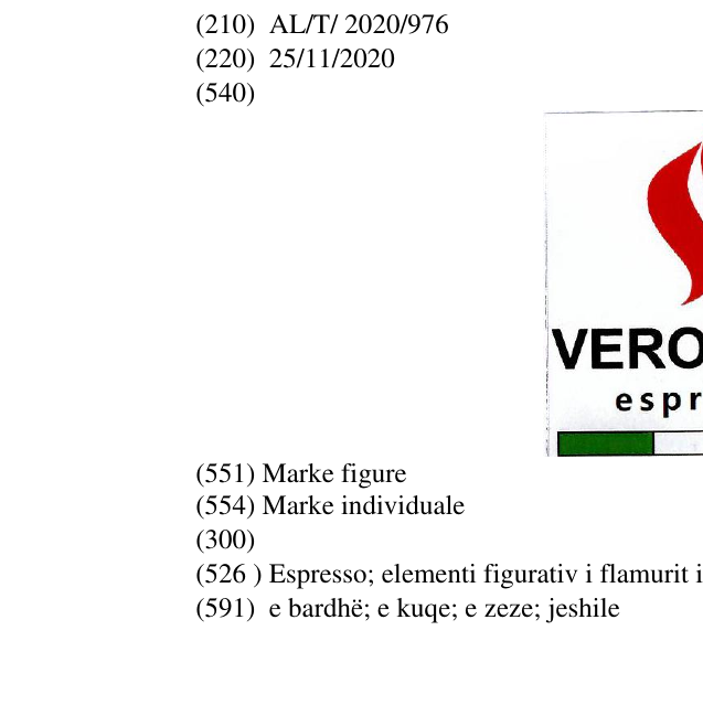 Zëri i markës Espresso; elementi figurativ i flamurit italian në buletin
