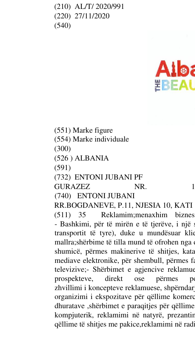 Zëri i markës ALBANIA në buletin