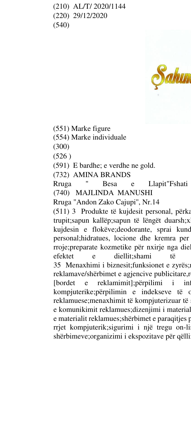 Zëri i markës Sahimerdan në buletin