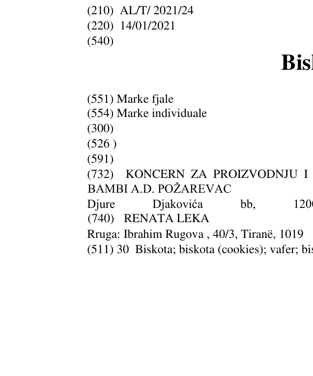 Zëri i markës Biskey në buletin