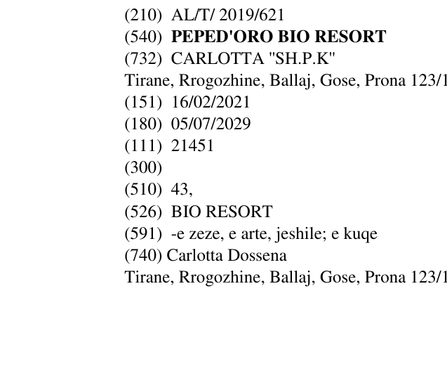 Zëri i markës PEPED'ORO BIO RESORT në buletin