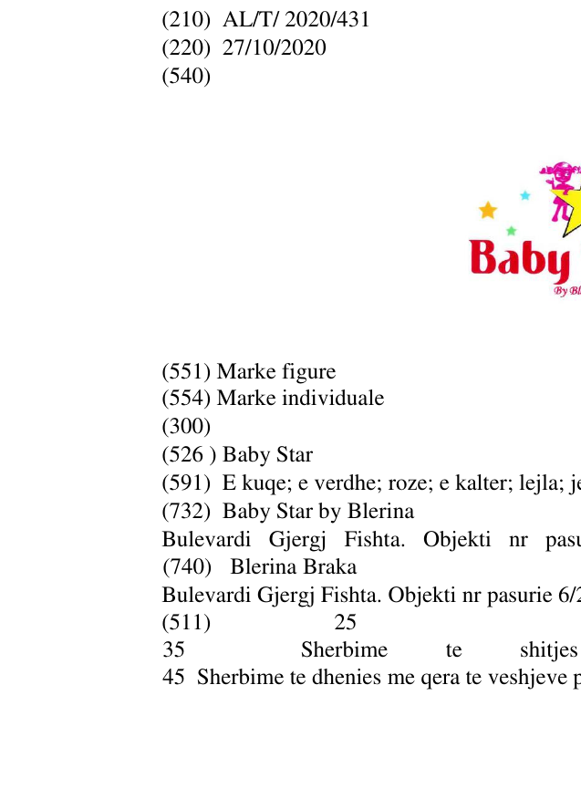 Zëri i markës Baby Star në buletin