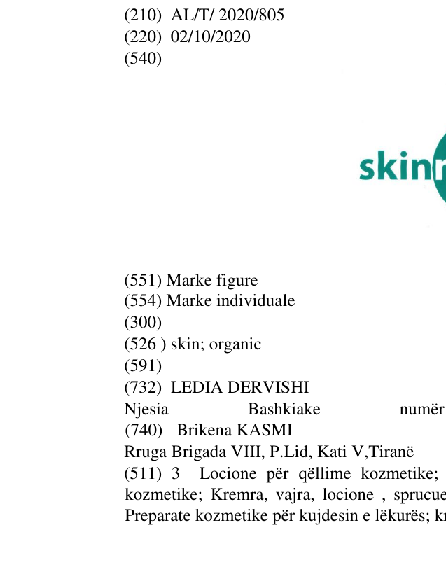Zëri i markës skin; organic në buletin