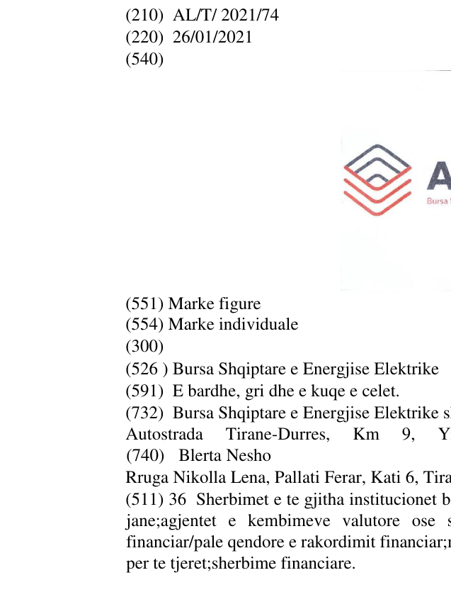 Zëri i markës Bursa Shqiptare e Energjise Elektrike në buletin