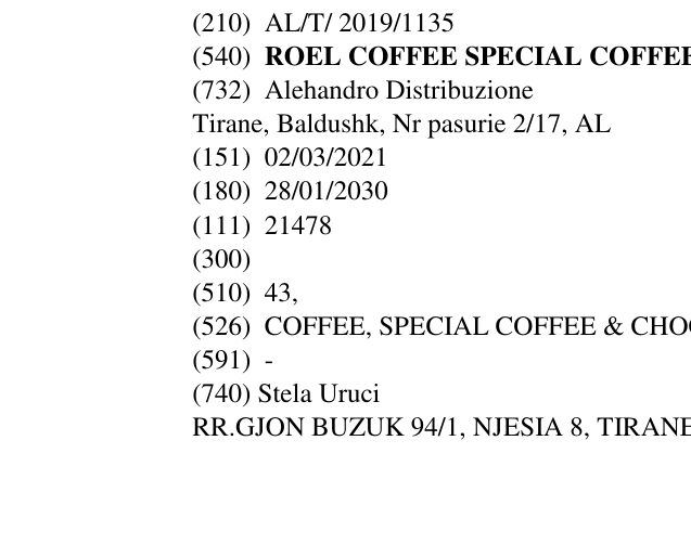 Zëri i markës ROEL COFFEE SPECIAL COFFEE & CHOCOLATE SHOP në buletin