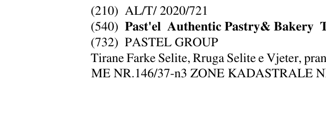 Zëri i markës Past'el Authentic Pastry& Bakery Tirane në buletin