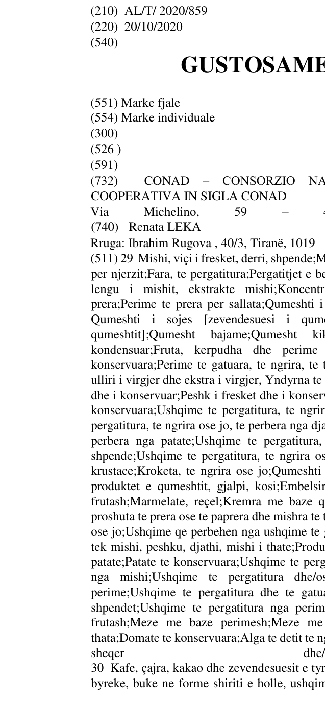 Zëri i markës GUSTOSAMENTE CONAD në buletin