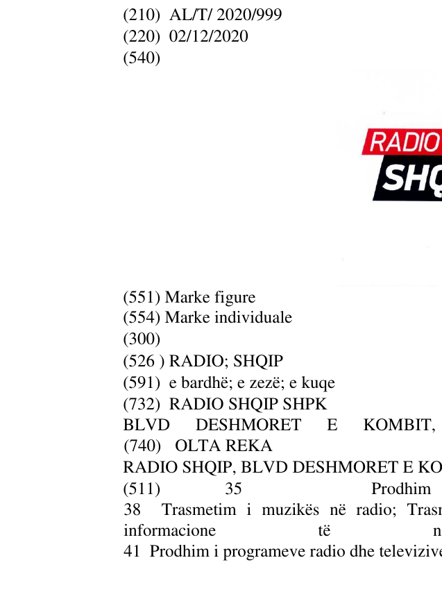 Zëri i markës RADIO; SHQIP në buletin