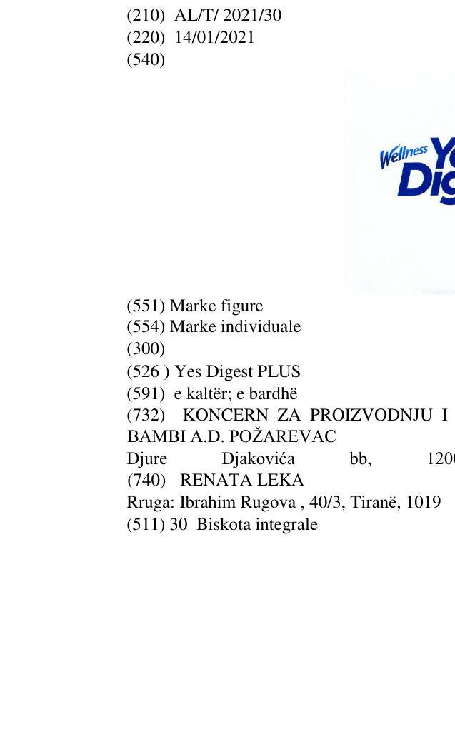 Zëri i markës Yes Digest PLUS në buletin