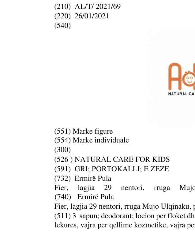 Zëri i markës NATURAL CARE FOR KIDS në buletin