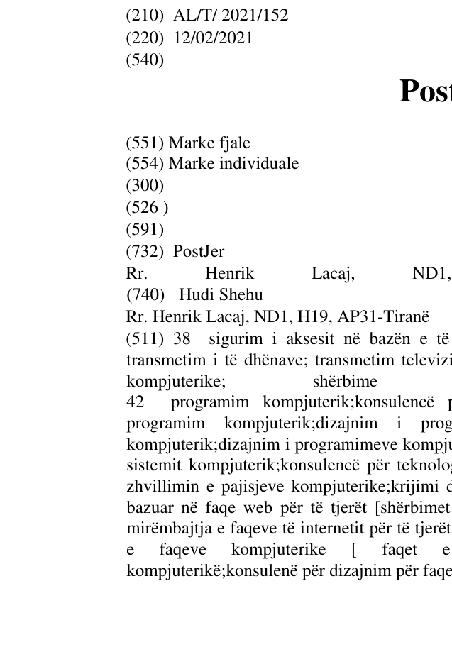 Zëri i markës PostJer në buletin
