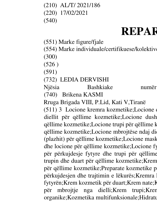Zëri i markës REPARANDO në buletin