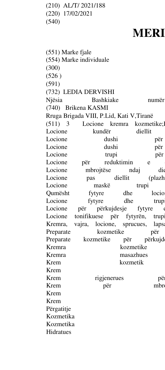 Zëri i markës MERIDIEM në buletin