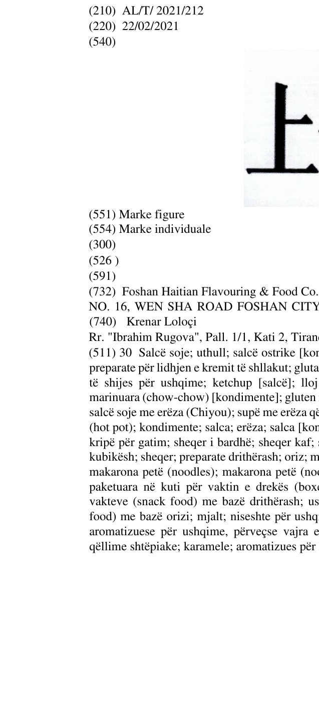 Zëri i markës SHANG DENG në buletin