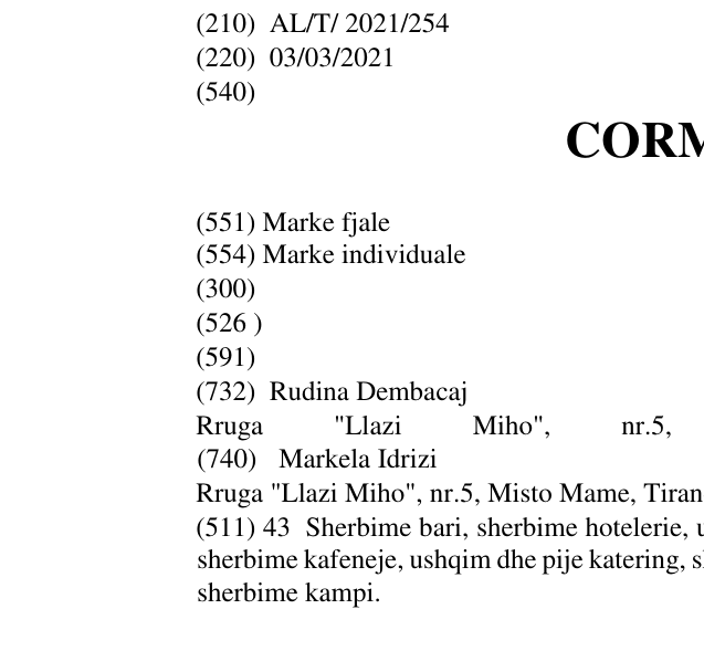 Zëri i markës CORMEUM në buletin