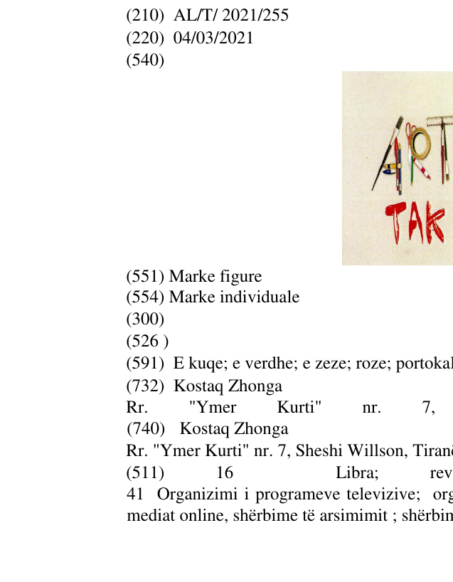 Zëri i markës Artist Tak Fak në buletin