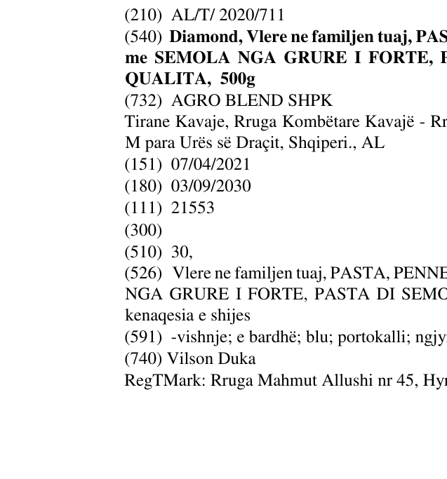 Zëri i markës Diamond, Vlere ne familjen tuaj, PASTA, PENNE RIGATE, N 27, MAKARONA me SEMOLA NGA GRURE I FORTE, PASTA DI SEMOLA DI GRANO DURO, QUALITA, 500g në buletin