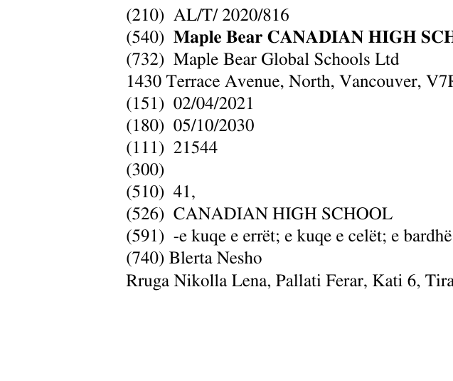 Zëri i markës Maple Bear CANADIAN HIGH SCHOOL në buletin