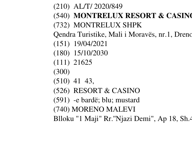 Zëri i markës MONTRELUX RESORT & CASINO në buletin