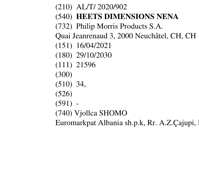 Zëri i markës HEETS DIMENSIONS NENA në buletin