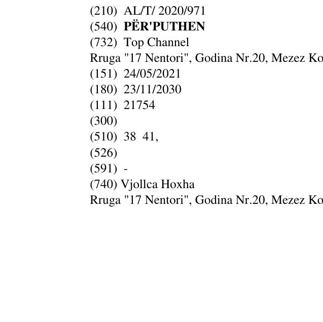 Zëri i markës PËR'PUTHEN në buletin