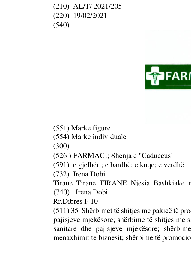 Zëri i markës FARMACI; Shenja e "Caduceus" në buletin