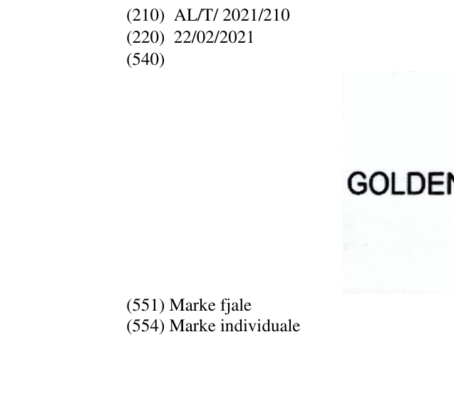 Zëri i markës GOLDEN në buletin