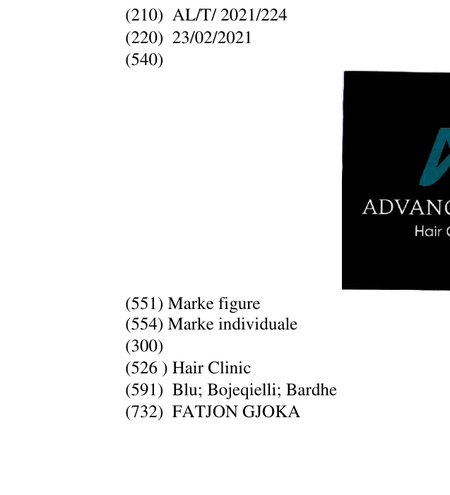 Zëri i markës Hair Clinic në buletin