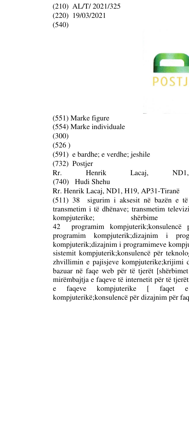 Zëri i markës POSTJER në buletin