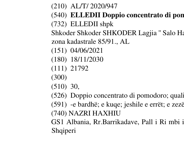 Zëri i markës ELLEDII Doppio concentrato di pomodoro në buletin