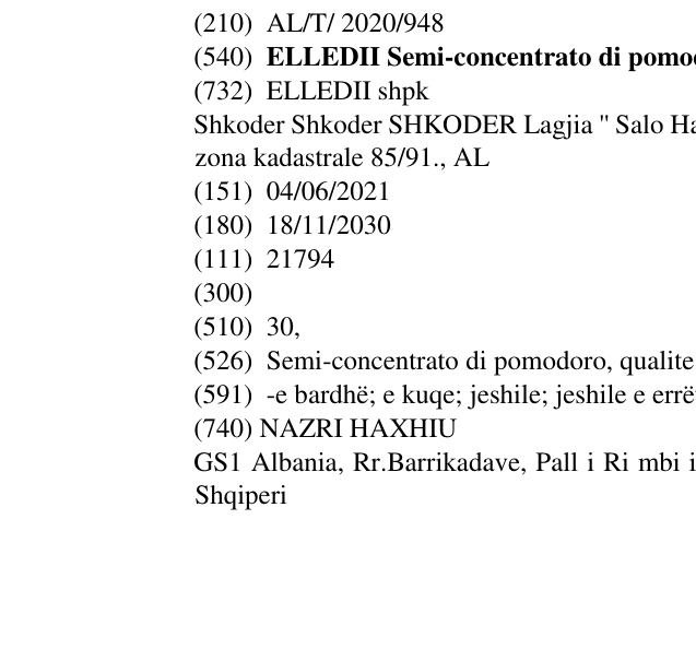 Zëri i markës ELLEDII Semi-concentrato di pomodoro në buletin