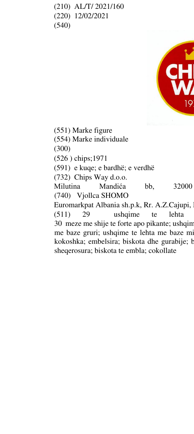 Zëri i markës chips;1971 në buletin