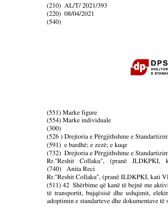 Zëri i markës Drejtoria e Përgjithshme e Standartizimit në buletin