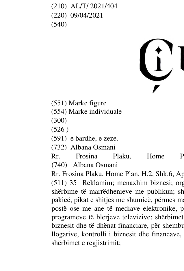 Zëri i markës ÇIKA në buletin