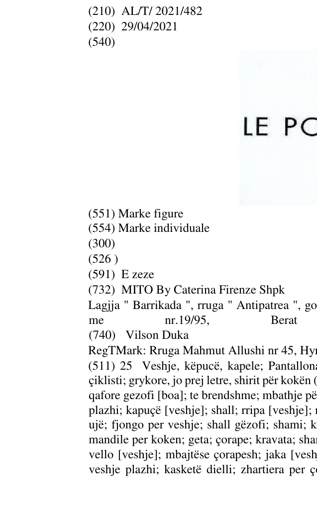 Zëri i markës LE POÉME në buletin