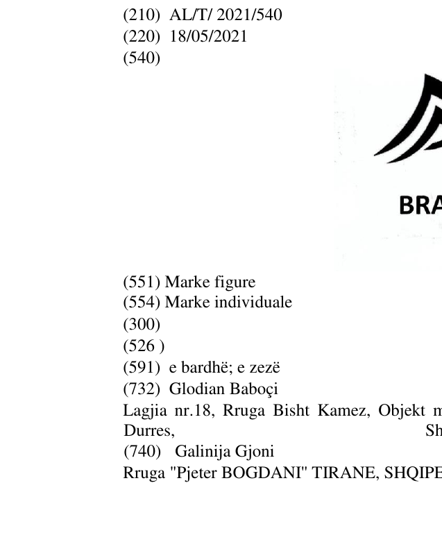 Zëri i markës BRADE në buletin