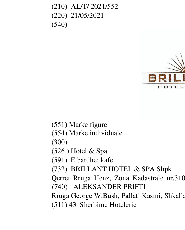 Zëri i markës Hotel & Spa në buletin