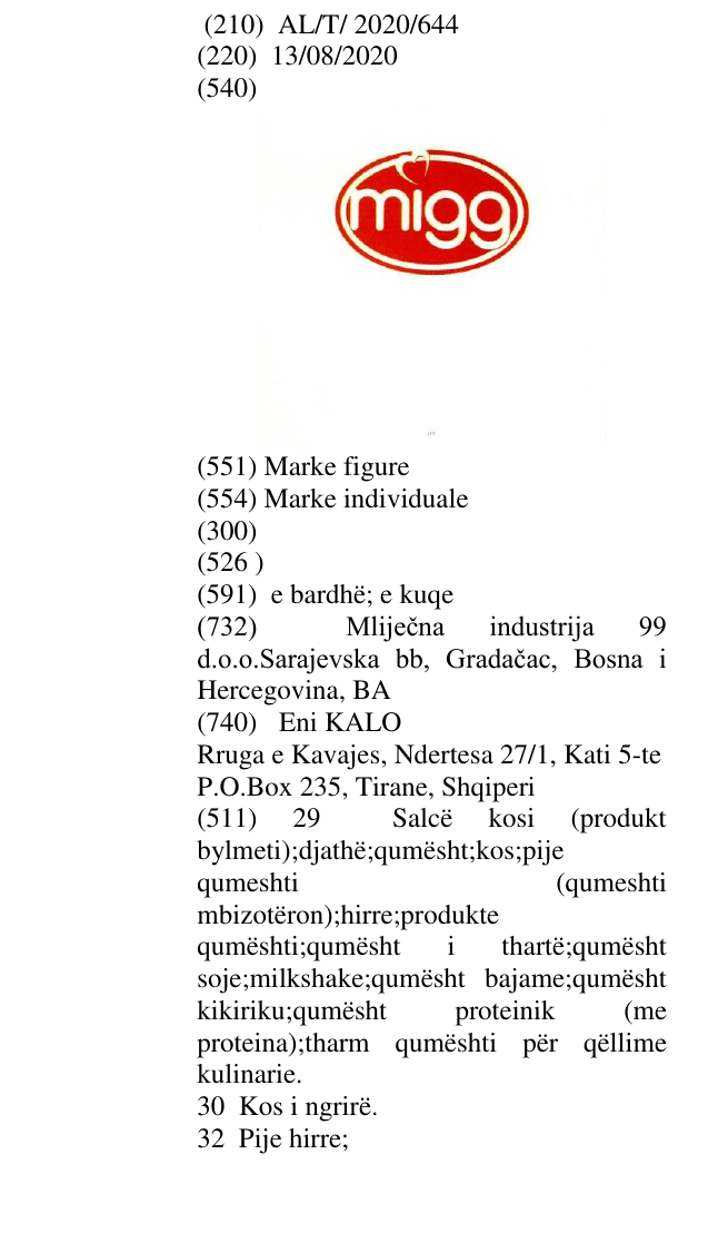 Zëri i markës Mi99 në buletin