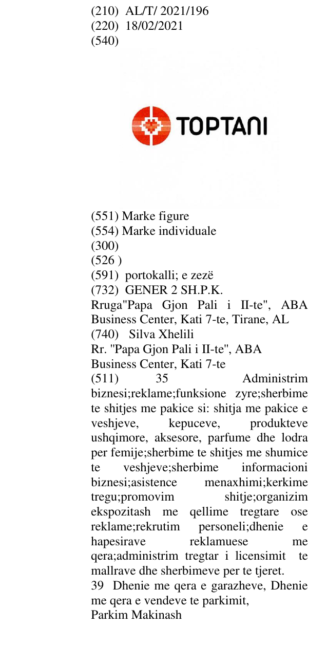 Zëri i markës Toptani në buletin